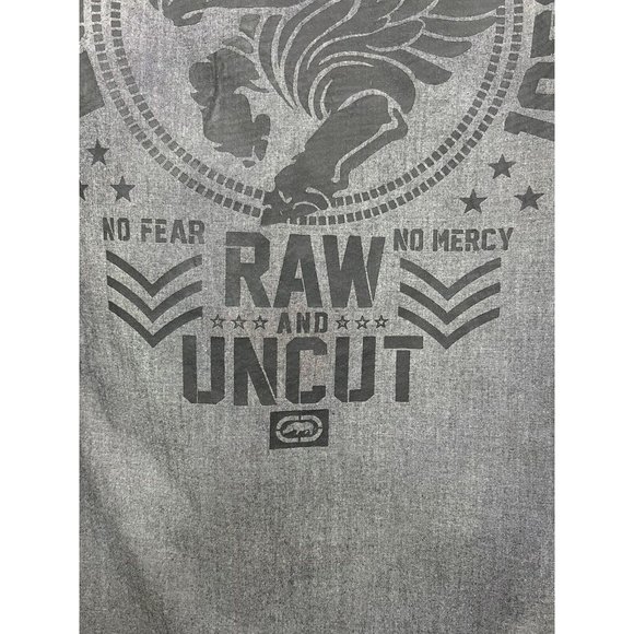 Ecko Unlimited Y2K Men Short Sleeve Button Front Shirt Sz M Gray Graphic Back‎ - Picture 9 of 10